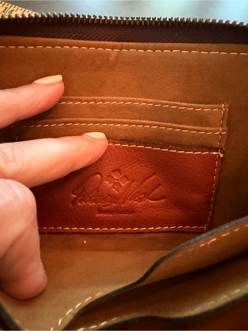 Patricia Nash Brown Floral Tooled Leather Wristlet Wallet - Picture 7 of 7